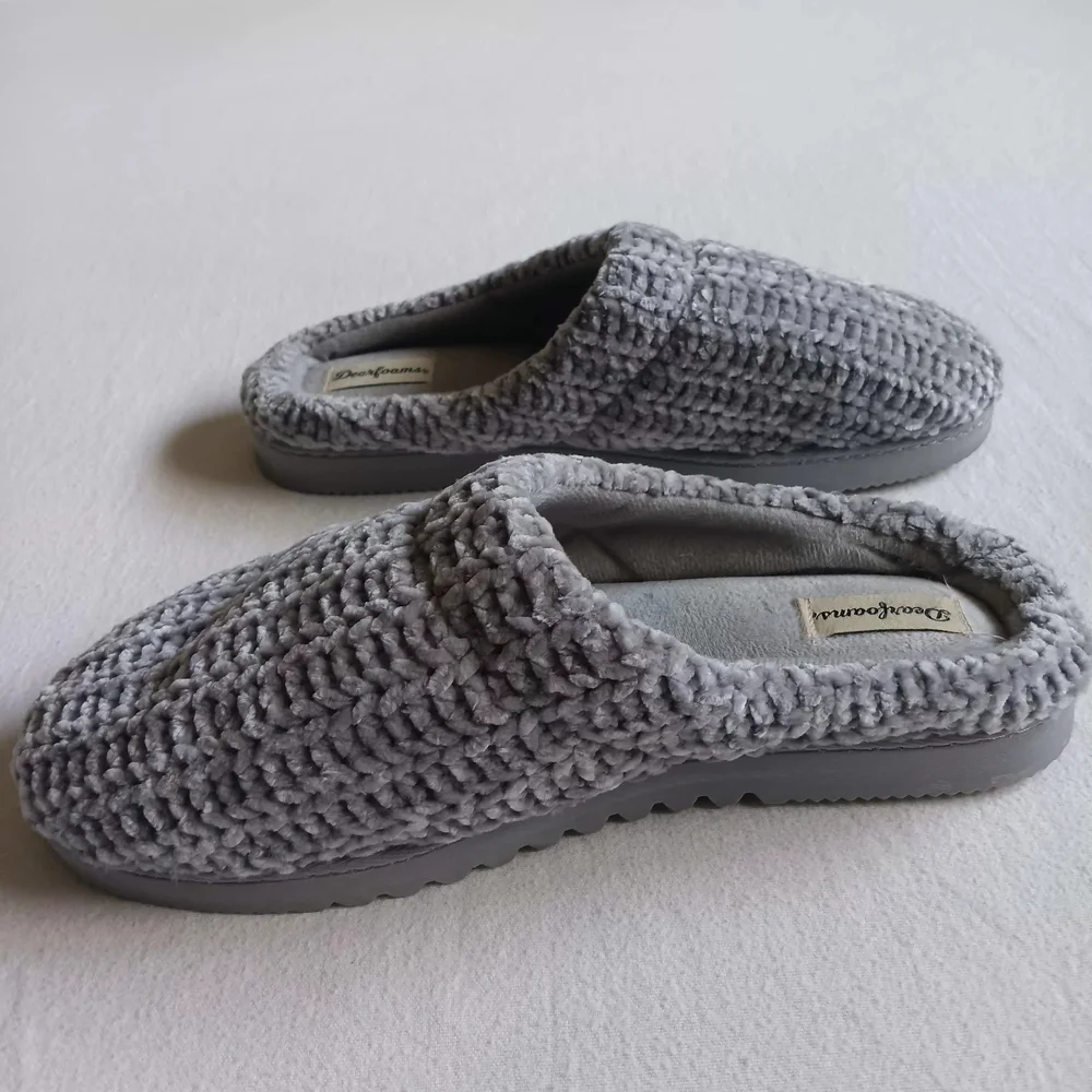 Dearfoams Men Sz XL 9-10 Soft Gray Slippers